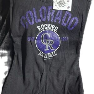 Women’s MLB Colorado Rockies double look Tank Top - Black and Purple NWT